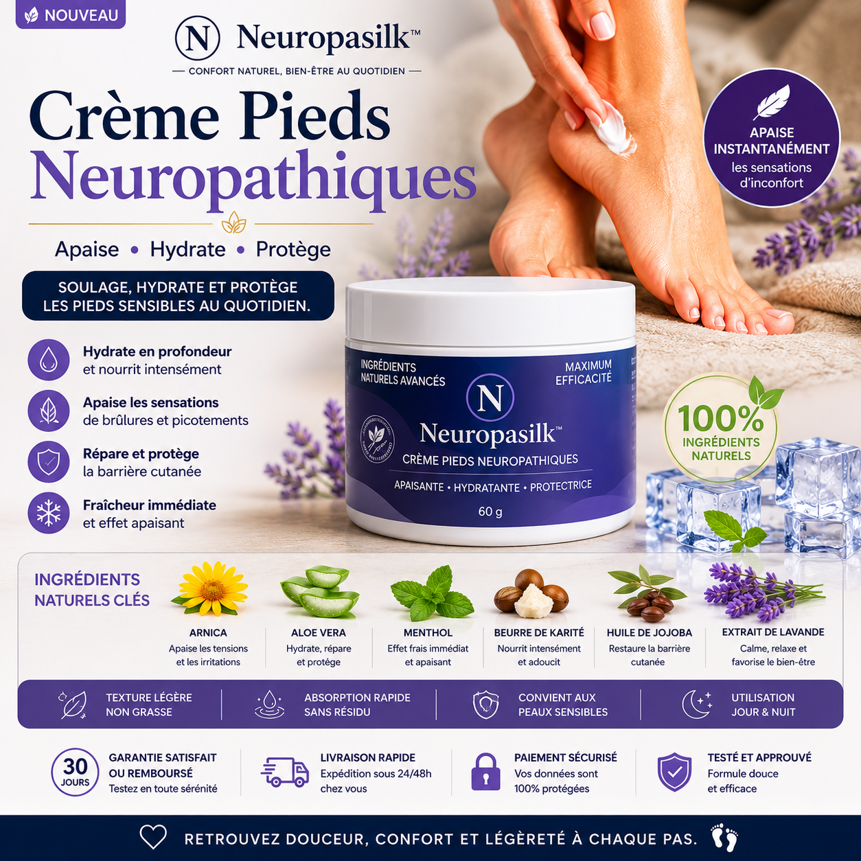 NeuropaSilk — Crème Apaisante Menthe-Lavande